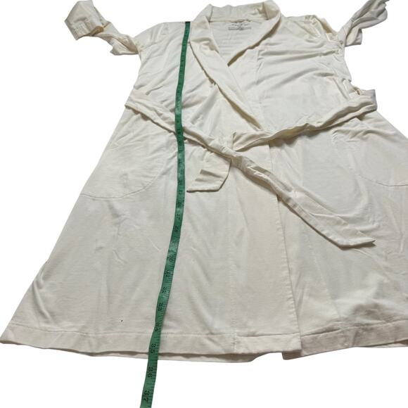 SOMA Restore Aloe Knit Short Robe in Ivory Size Small Cotton Blend Belted - Picture 8 of 9